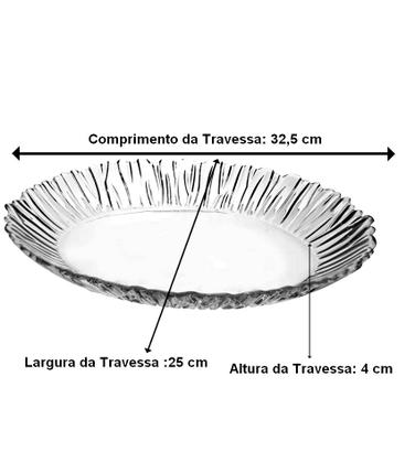 Imagem de Travessa Oval 32,5cm Por 25cm Aurora Em Vidro Pasabahce