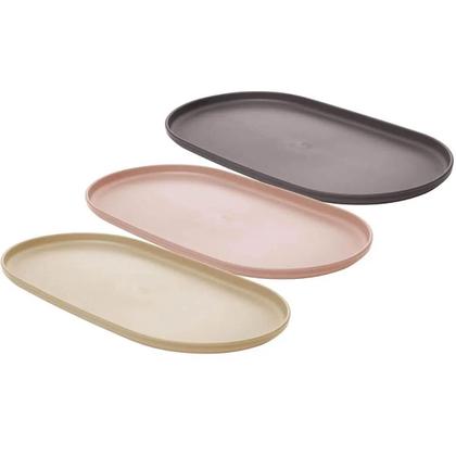 Imagem de Travessa Oval Bambu Plástico 38x21cm Prato Bandeja Servir Pe