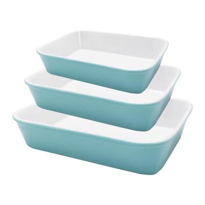 Imagem de Travessa Refratária Retangular Em Porcelana Bake Water Blue Oxford