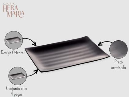 Imagem de TRAVESSA RETANGULAR DE MELAMINA TOQUIO PRETA 24,5cm x 16,5cm x 2,5cm