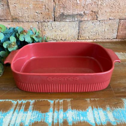 Imagem de Travessa Retangular Em Porcelana Assar E Servir 30x21cm Germer Vermelho