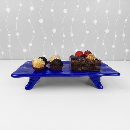 Imagem de Travessa Retangular porcelana Com Pé Cobalto