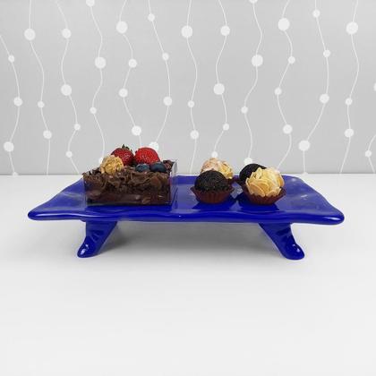 Imagem de Travessa Retangular porcelana Com Pé Cobalto