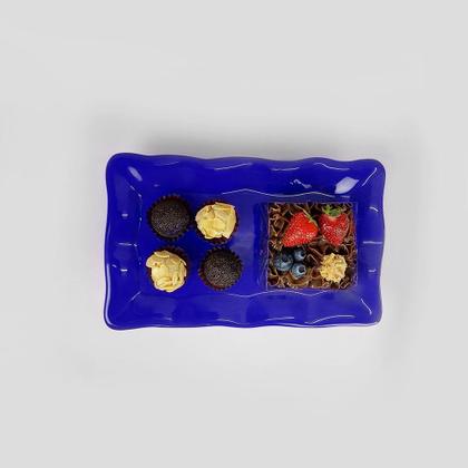 Imagem de Travessa Retangular porcelana Com Pé Cobalto