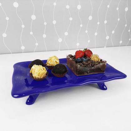 Imagem de Travessa Retangular porcelana Com Pé Cobalto