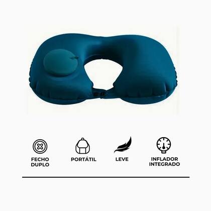 Imagem de Travesseiro Almofada De Pescoço Inflável E Portátil - Verde
