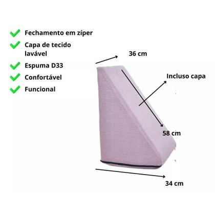Imagem de Travesseiro Almofada Tringalular Encosto Apoio Costa Leitura Com Capa Rosa Claro