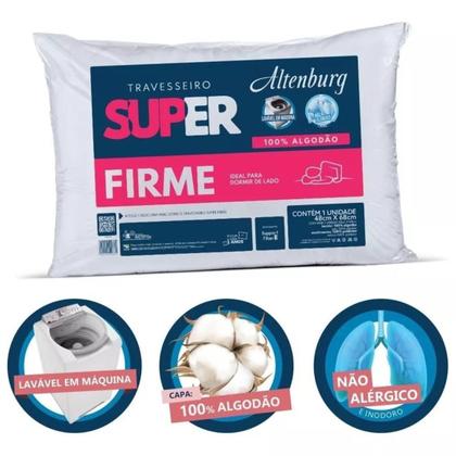 Imagem de Travesseiro Altenburg Suporte Super Firme Lavável 100 Algodão 48cm x 68cm