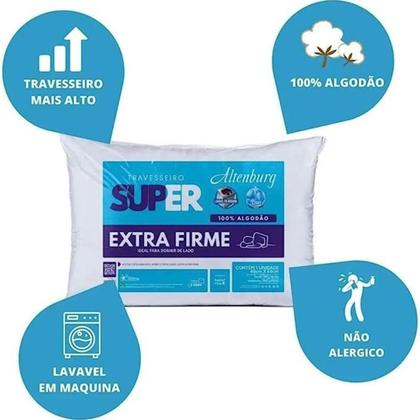 Imagem de Travesseiro Antialérgico Altenburg Suporte Super Extra Firme 100 Algodão Lavável 48cm x 68cm