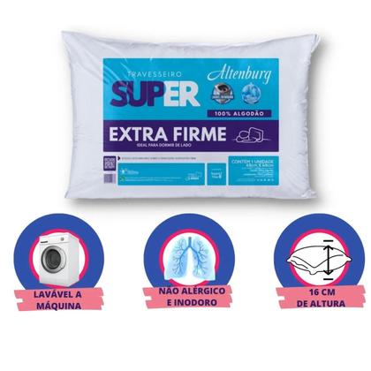 Imagem de Travesseiro Antialérgico Altenburg Suporte Super Extra Firme 100 Algodão Lavável 48cm x 68cm