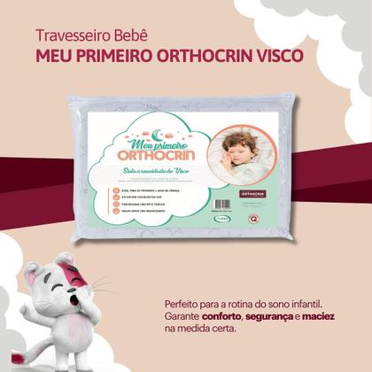 Imagem de Travesseiro Bebê Meu Primeiro Orthocrin Visco 35x55x4 Espuma Viscoelástica Certificada