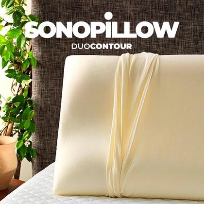 Imagem de Travesseiro Cervical Ortopédico Ergo Sonopillow Duo Contour - Combate a Insônia e o Ronco. Sonofix i wanna pillow to sleep.