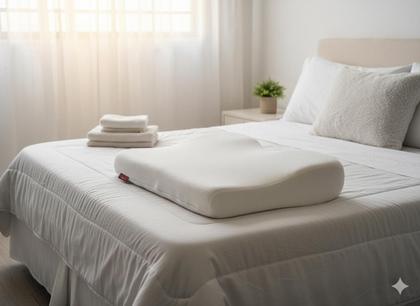 Imagem de Travesseiro Cervical Ortopédico Espuma NASA D40 Anatômico Médio com Capa Removível para Dor no Pescoço Pillowow