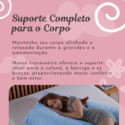Imagem de Travesseiro de Corpo Para Gestantes Com Capa 200 fios Micro Percal Enchimento Fibra 100% Silicone
