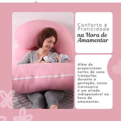 Imagem de Travesseiro de Corpo Para Gestantes Com Capa 200 fios Micro Percal Enchimento Fibra 100% Silicone