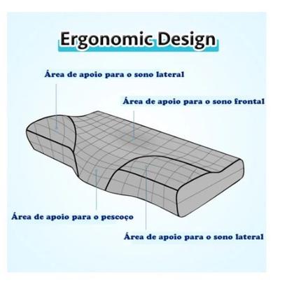 Imagem de Travesseiro Ergonômico Cervical Suporte Ideal Contra Dores no Pescoço e na Coluna Combate a Insônia e o Ronco - B2T