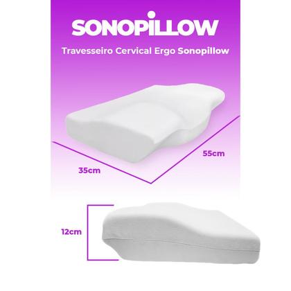 Imagem de Travesseiro Ergonômico - Sonopillow - Cervical Original, Sono fix. Contra dores no pescoço e na coluna. Combate a insônia e o ronco.