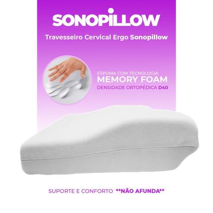 Imagem de Travesseiro Ergonômico - Sonopillow - Cervical Original, Sono fix. Contra dores no pescoço e na coluna. Combate a insônia e o ronco.