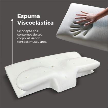 Imagem de Travesseiro Ergonômico Vitasono Meu Sono Top Cervical Ortopédico Nasa Anatômico Alinhamento da Coluna