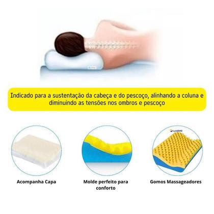 Imagem de Travesseiro Espuma Cervical Ortopédico Luckspuma Pillow c/ Capa - Gomos Massageadores
