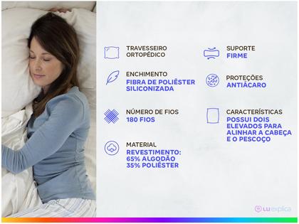 Imagem de Travesseiro Fibrasca Ortopédico Cervical Ergonômico P/ Alinhamento da Coluna 50x70 4288 - Branco