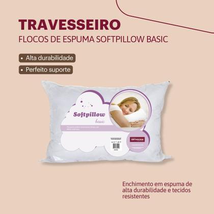 Imagem de Travesseiro Flocos de Espuma Orthocrin Basic Softpillow 43x62x15 Alto Suporte Conforto Firme