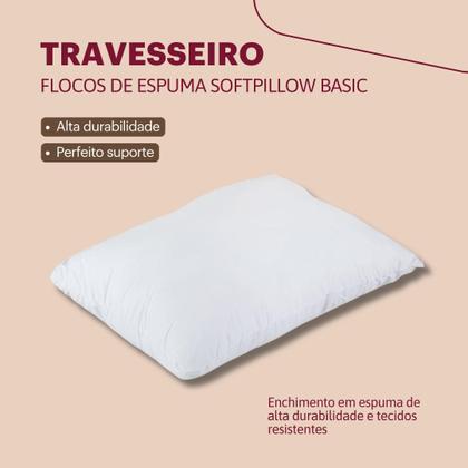 Imagem de Travesseiro Flocos de Espuma Orthocrin Basic Softpillow 43x62x15 Alto Suporte Conforto Firme