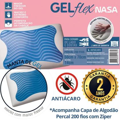 Imagem de Travesseiro Gel Nasa Gelado Duoflex Gelflex Antialérgico Macio Viscoelástico Original Capa com Zíper