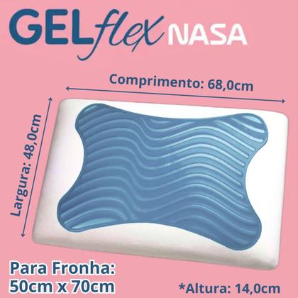 Imagem de Travesseiro Gel Nasa Gelado Duoflex Gelflex Antialérgico Macio Viscoelástico Original Capa com Zíper