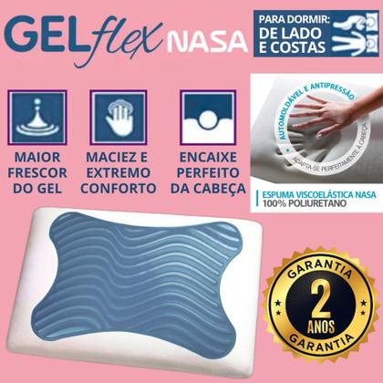 Imagem de Travesseiro Gel Nasa Gelado Duoflex Gelflex Antialérgico Macio Viscoelástico Original Capa com Zíper