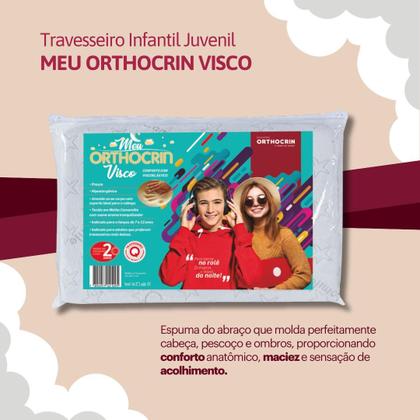 Imagem de Travesseiro Infantil Criança Adolescente Espuma Viscoelástica Meu Orthocrin Visco 40x60x7