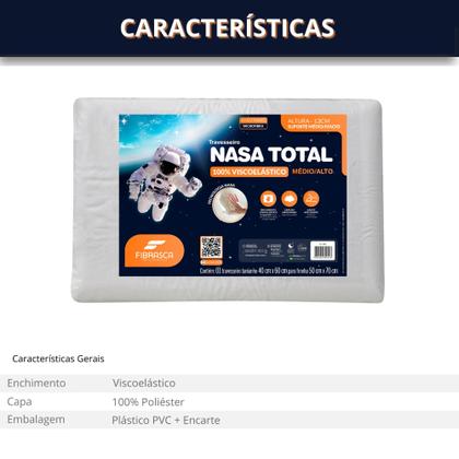 Imagem de Travesseiro NASA 13cm Viscoelástico Fibrasca Suporte Médio a Alto