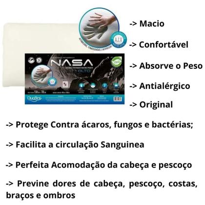 Imagem de Travesseiro Nasa Alto Original Confortável Antialérgico Duoflex