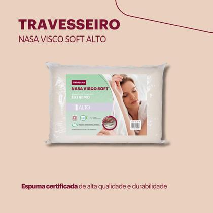 Imagem de Travesseiro NASA Alto Viscoelástico Orthocrin Visco Soft 48x68x15 Espuma Certificada