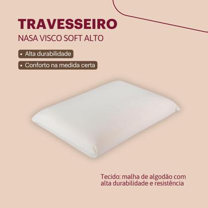 Imagem de Travesseiro NASA Alto Viscoelástico Orthocrin Visco Soft 48x68x15 Espuma Certificada
