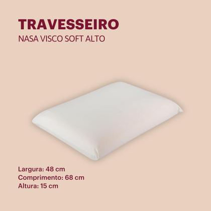 Imagem de Travesseiro NASA Alto Viscoelástico Orthocrin Visco Soft 48x68x15 Espuma Certificada