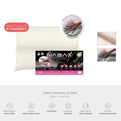 Imagem de Travesseiro NASA Cervical X  Viscoelástico com Espuma de Memória e Suporte Ortopédico