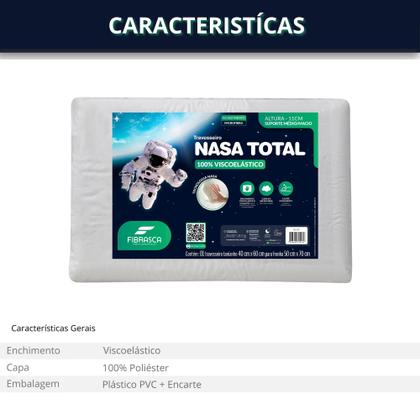Imagem de Travesseiro NASA Fibrasca 11cm de Altura Viscoelástico Tradicional e Durável