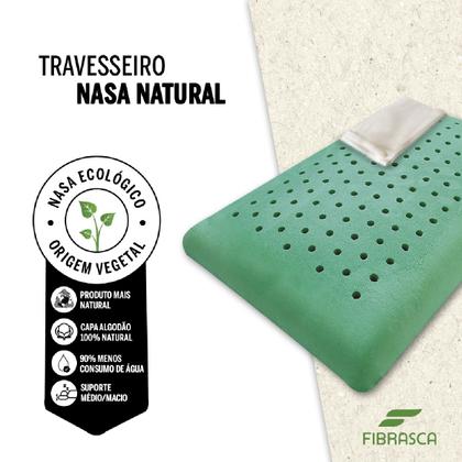 Imagem de Travesseiro Nasa Natural Alto 15cm Fibrasca Capa Algodão Branco