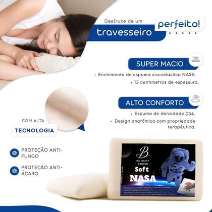 Imagem de Travesseiro Nasa Viscoelástico Soft Alto Confortável - Brasoft