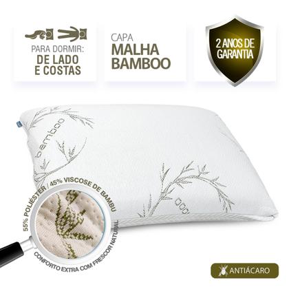Imagem de Travesseiro Natural Látex Alto Duoflex com Capa Bamboo - 48x68cm