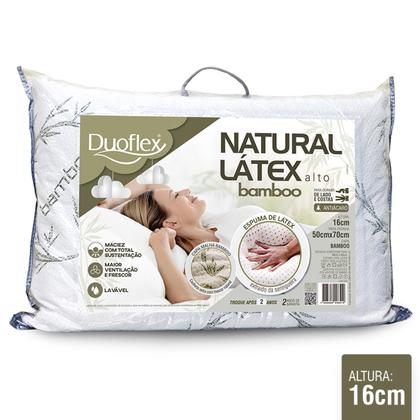 Imagem de Travesseiro Natural Látex Alto Duoflex com Capa Bamboo - 48x68cm