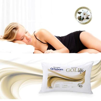Imagem de Travesseiro OrtobomGold Life em Malha Penteada com Enchimento em Fibra Poliester 65 x 45 cm - Branco