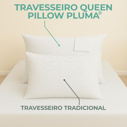 Imagem de Travesseiro Queen 80cm x 60cm Grande Pillow Pluma Com Fronha/Capa Algodão com Zíper Cor Branco