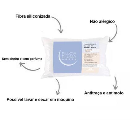 Imagem de Travesseiro Queen 80cm x 60cm Grande Pillow Pluma Com Fronha/Capa Algodão com Zíper Cor Branco