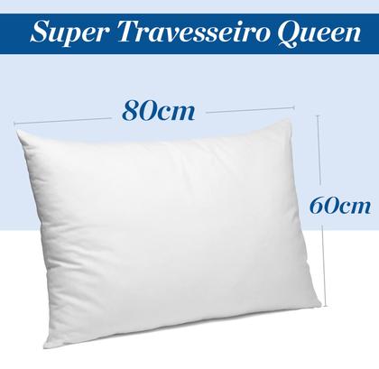 Imagem de Travesseiro Queen 80cm x 60cm Grande Pillow Pluma Com Fronha/Capa Algodão com Zíper Cor Branco
