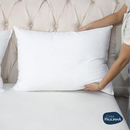 Imagem de Travesseiro Toque de Pluma Pena Firme Percal 180 Fios 70x50cm Antiestresse, Lavável, Antiácaro, Antialérgico