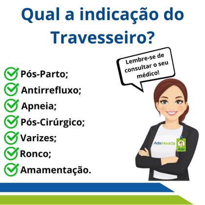 Imagem de Travesseiro Triangular Encosto Pós-Cirúrgico Antirrefluxo com Capa Impermeável Bioflorence
