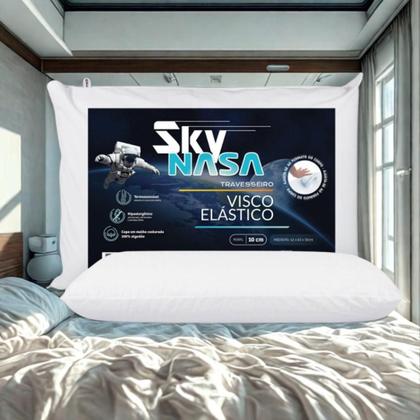 Imagem de Travesseiro Viscoelástico Basic Sky Antiácaro, Hipoalergênico e Termossensível Alívio Cervical e Sono Perfeito Entrega Rápida