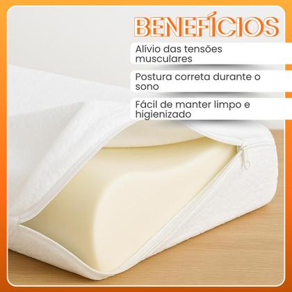 Imagem de Travesseiro Viscoelástico Cervical Espuma D40 Antiácaro Capa Lavável 48x68cm